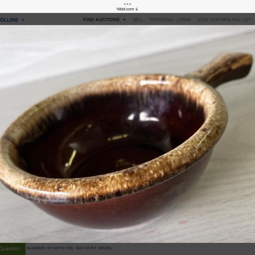 Vintage Hull Pottery Ovenproof Brown Drip Chili Soup Bowl with Handle